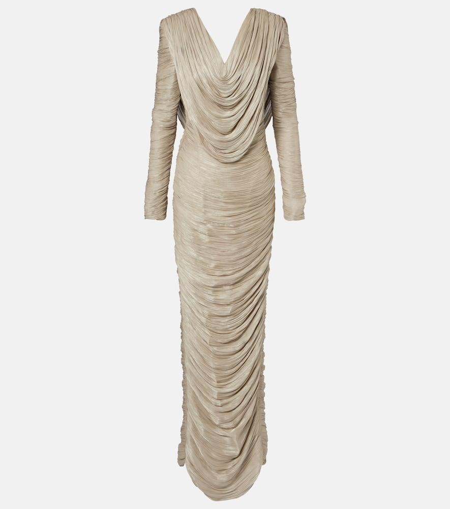 marmar halim draped pleated gown