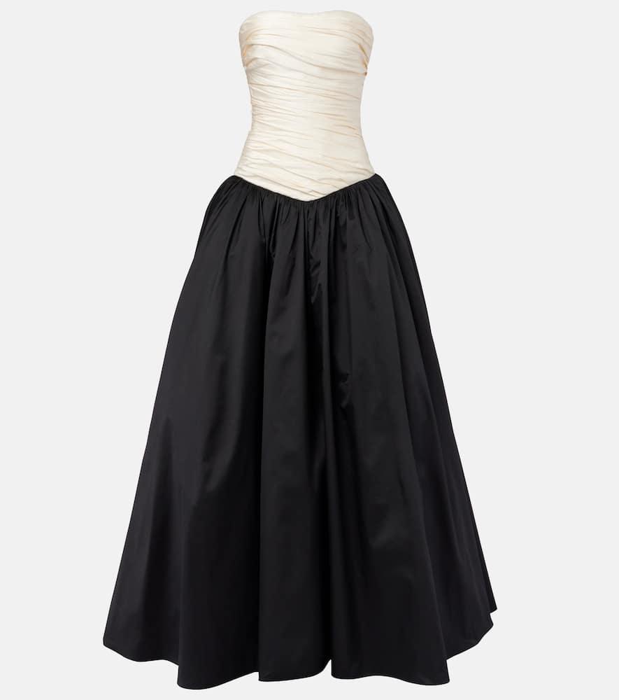 marmar halim strapless mikado and taffeta gown