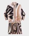 marmo silk neck-tie 3/4-sleeve mini shirtdress