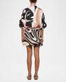 marmo silk neck-tie 3/4-sleeve mini shirtdress