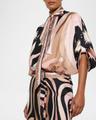 marmo silk neck-tie 3/4-sleeve mini shirtdress