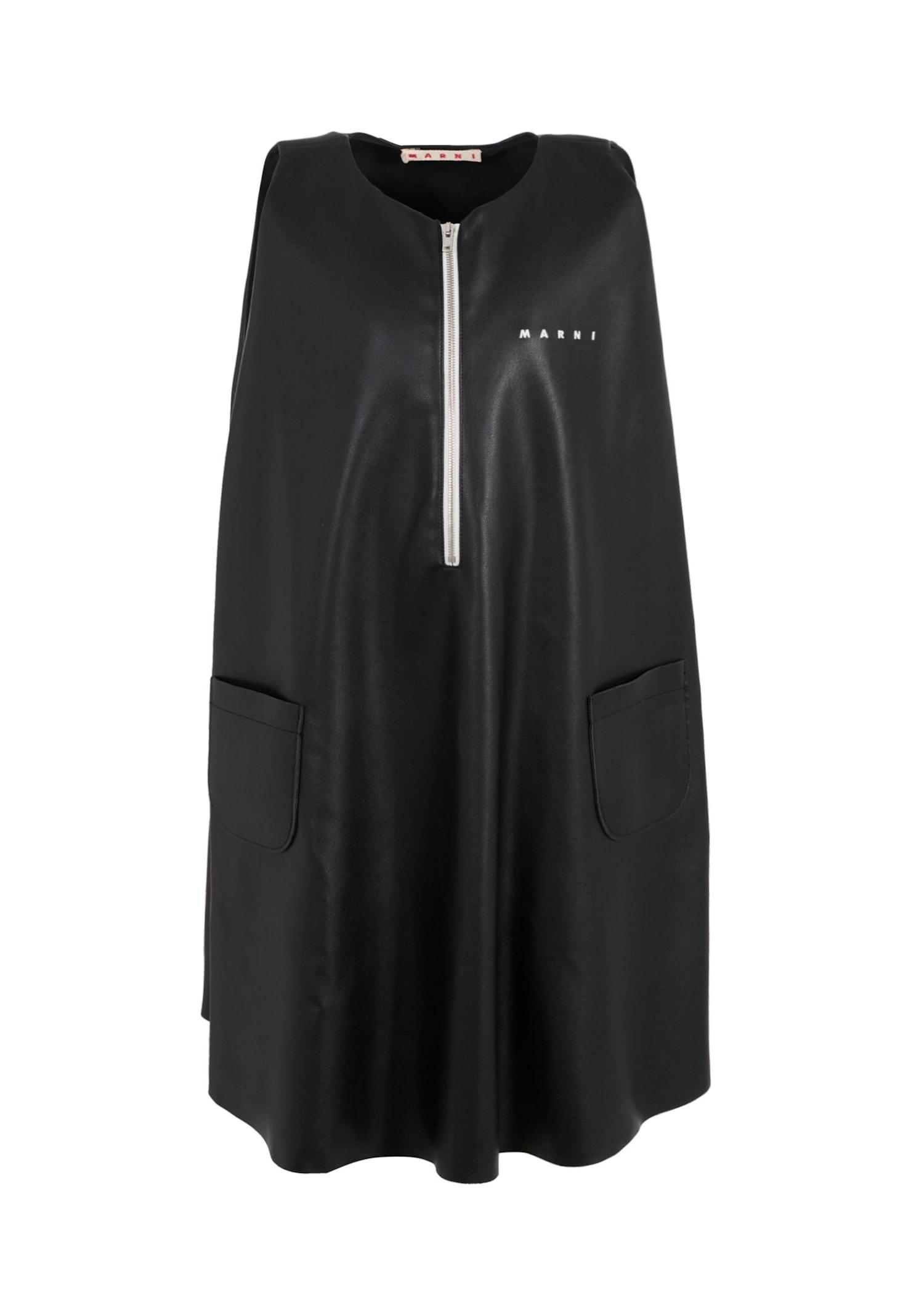 marni black dress for girl with logo