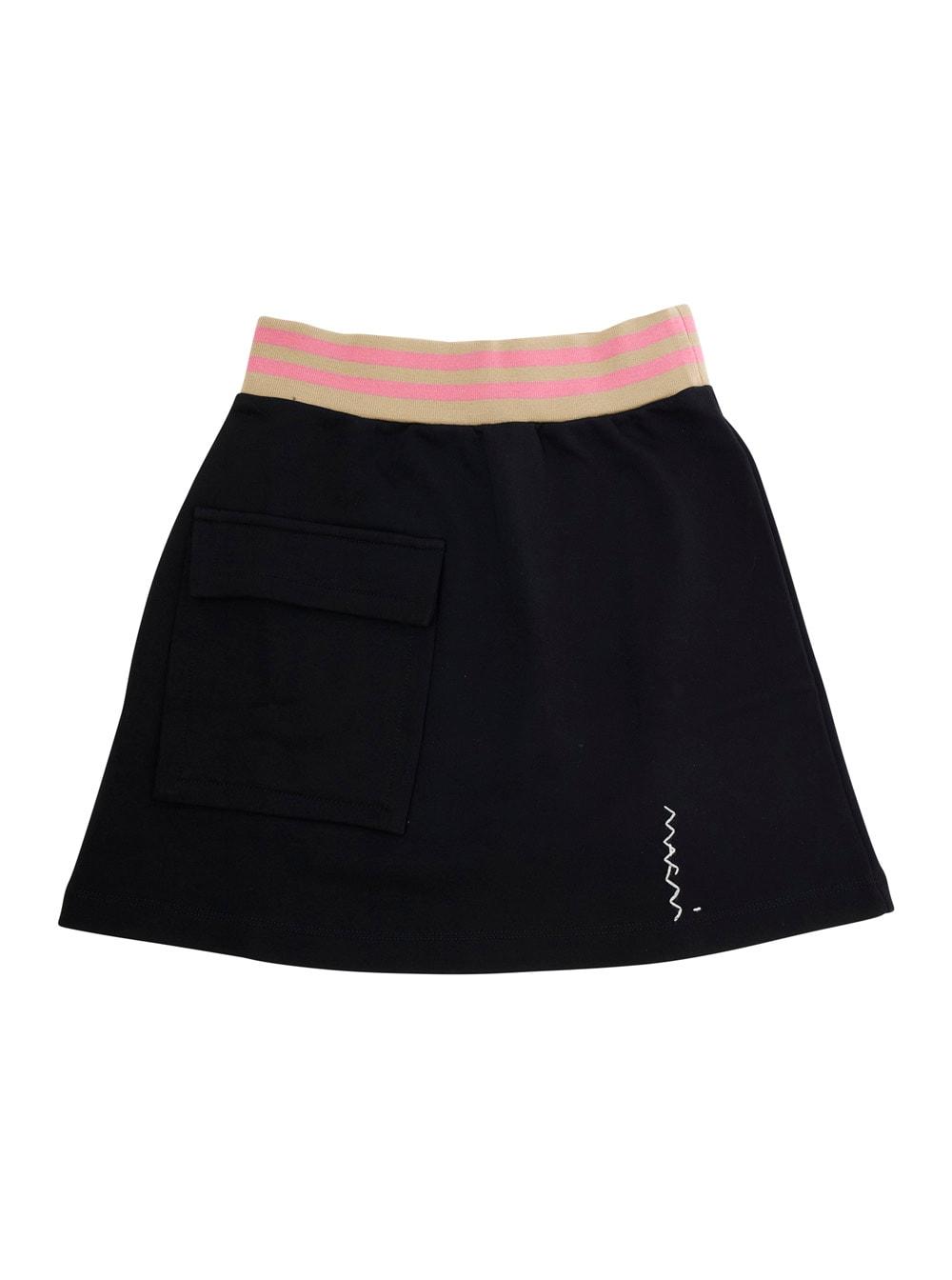 marni black skirt with front logo lettering in cotton girl