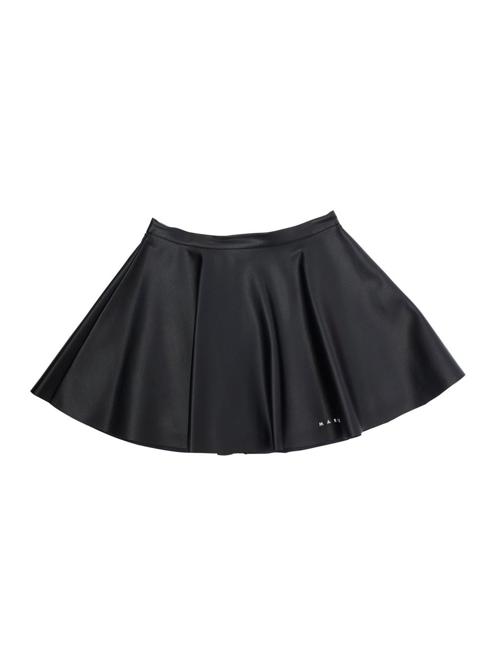 marni black skirt with pleated details in eco leather girl