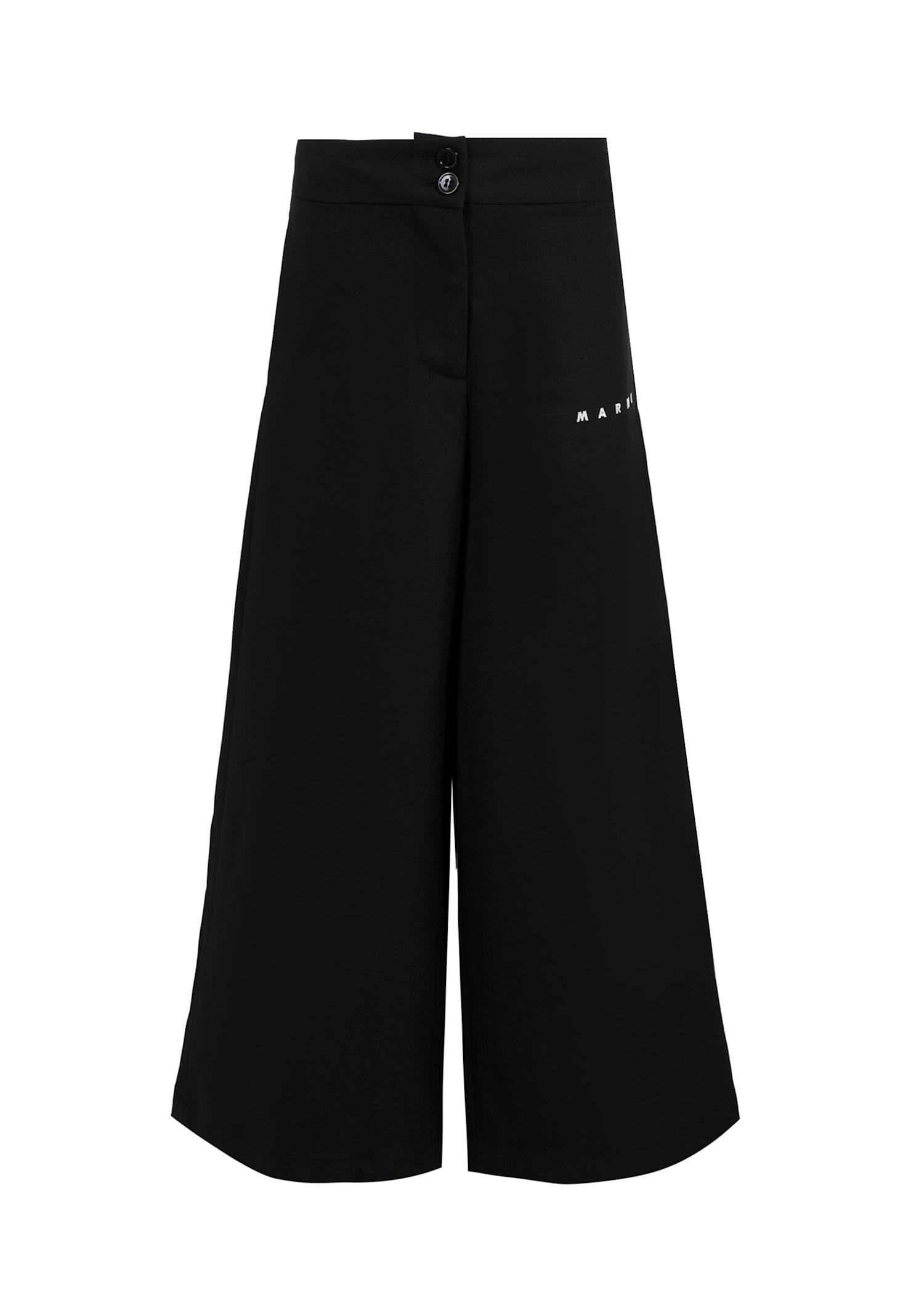 marni black trousers for girl with logo