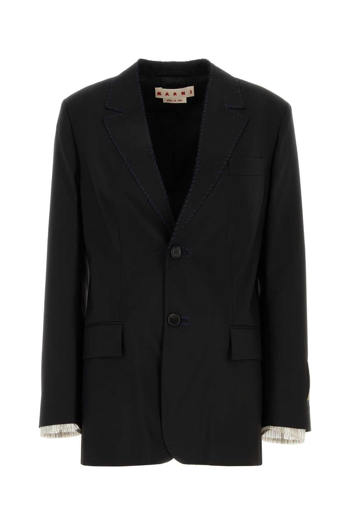 marni black wool blazer