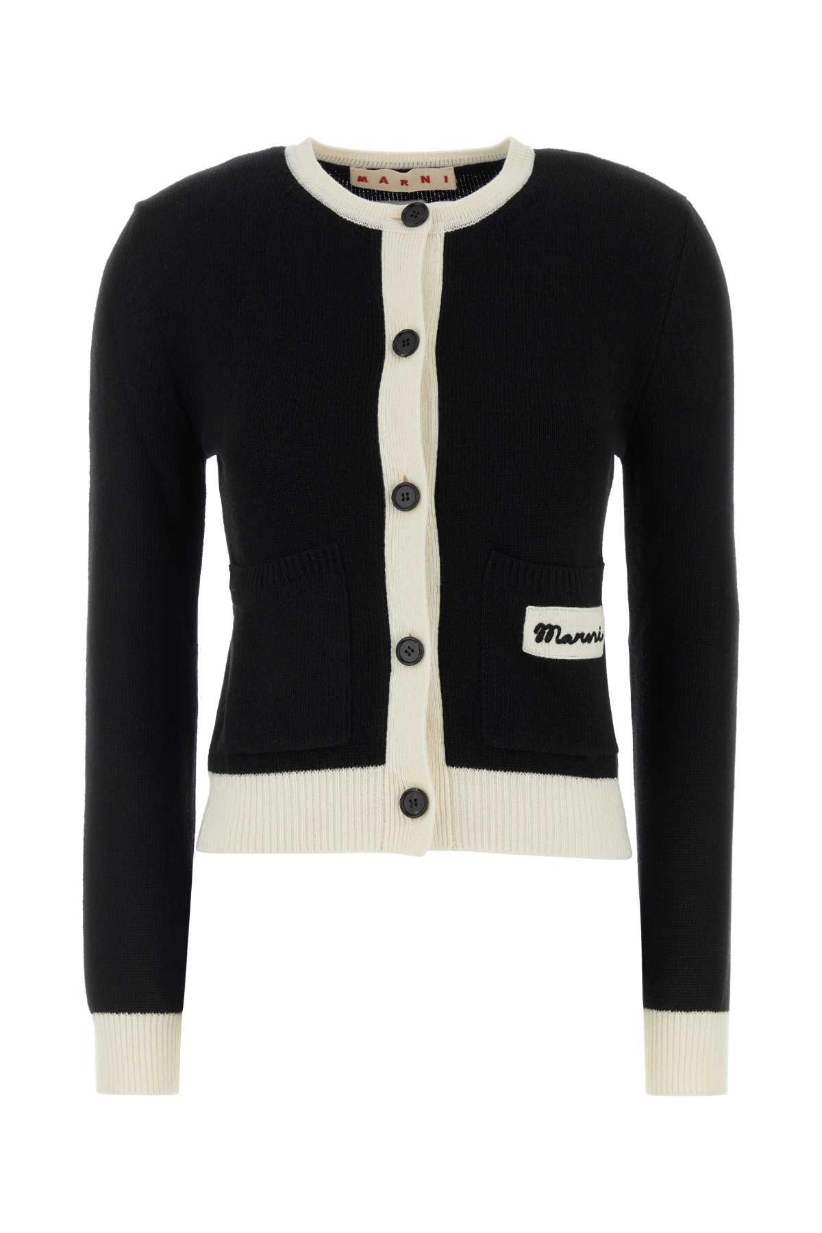 marni black wool blend cardigan