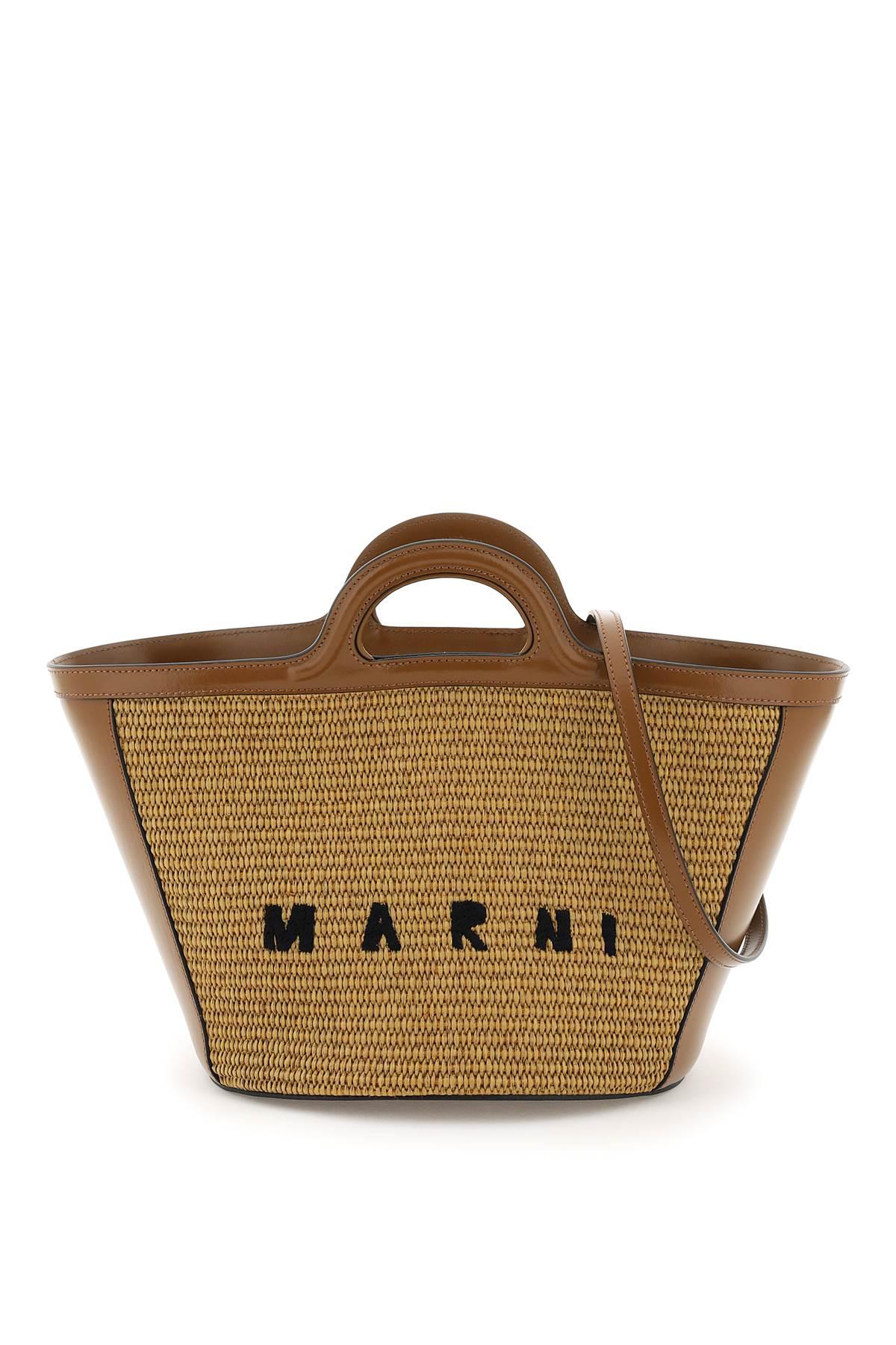 marni brown leather blend tropical bag