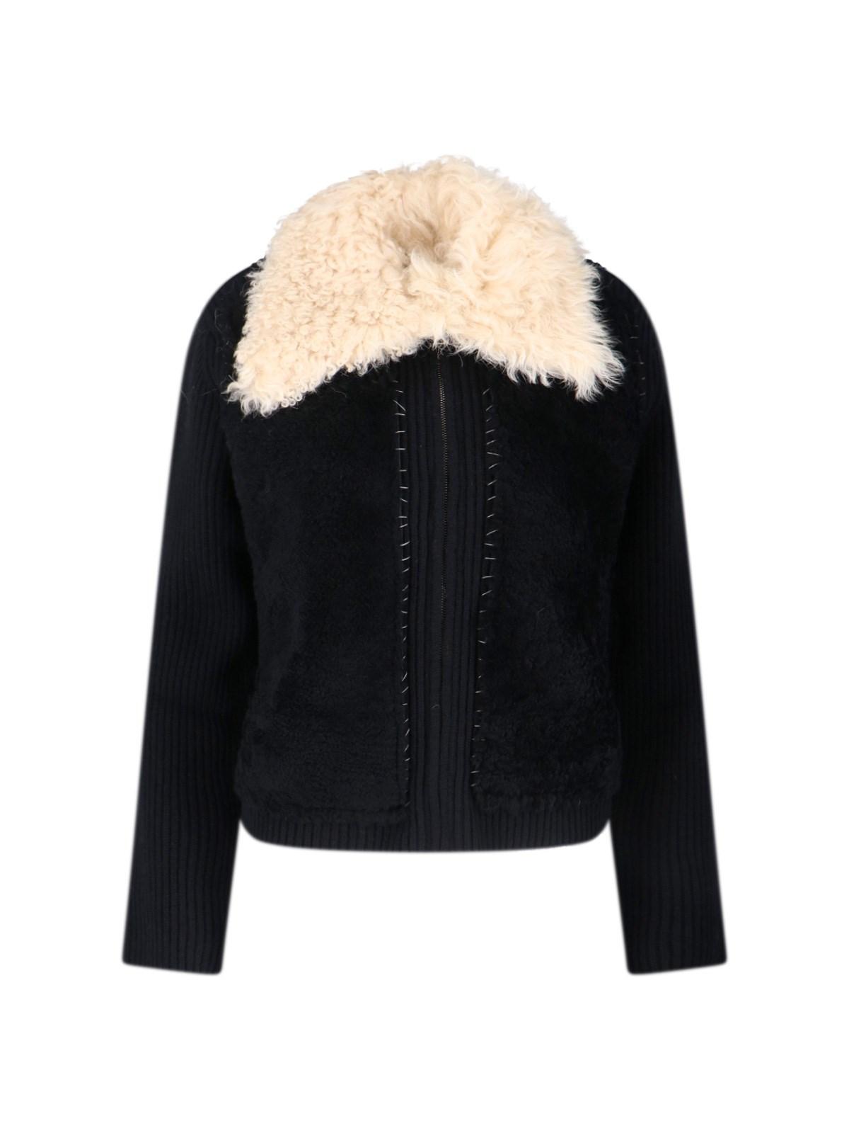 marni cardigan with sheepskin collar