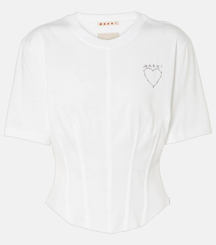 marni embroidered cotton bustier top