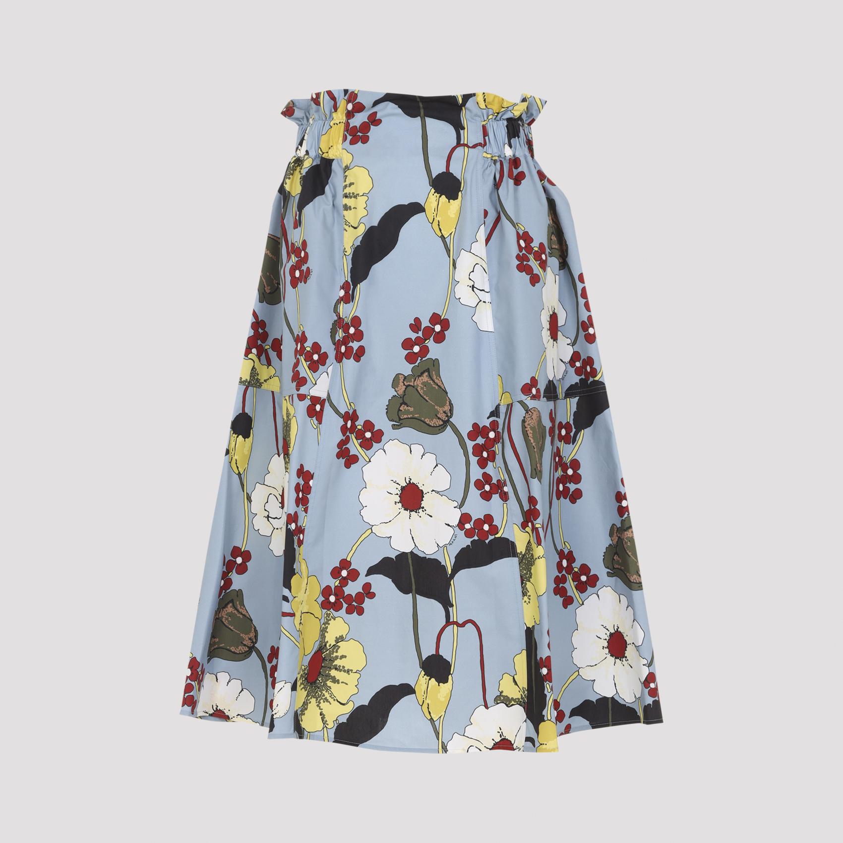 marni flared midi skirt blue cotton - women