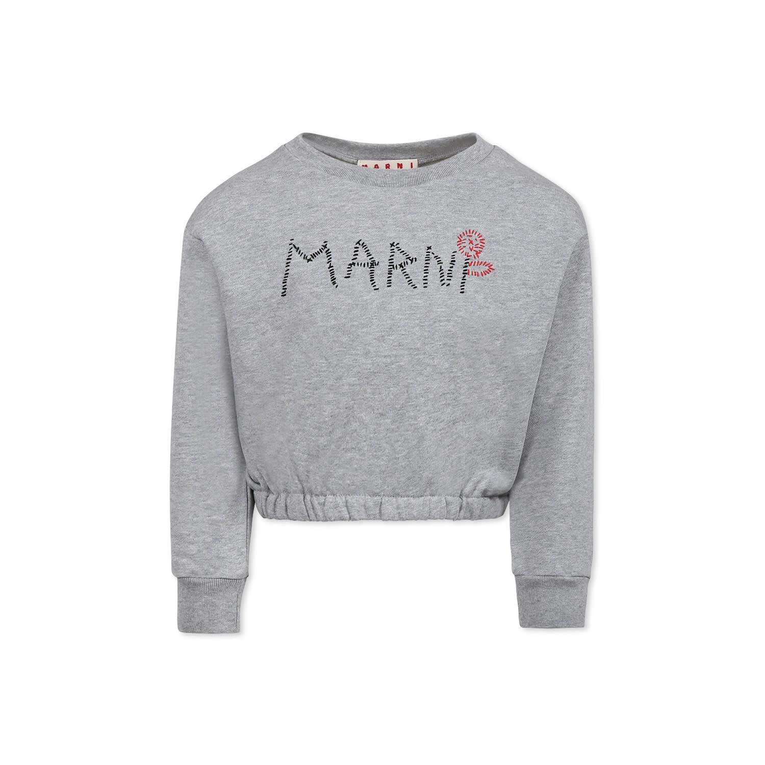 marni grey crop sweatshirt for girl with logo