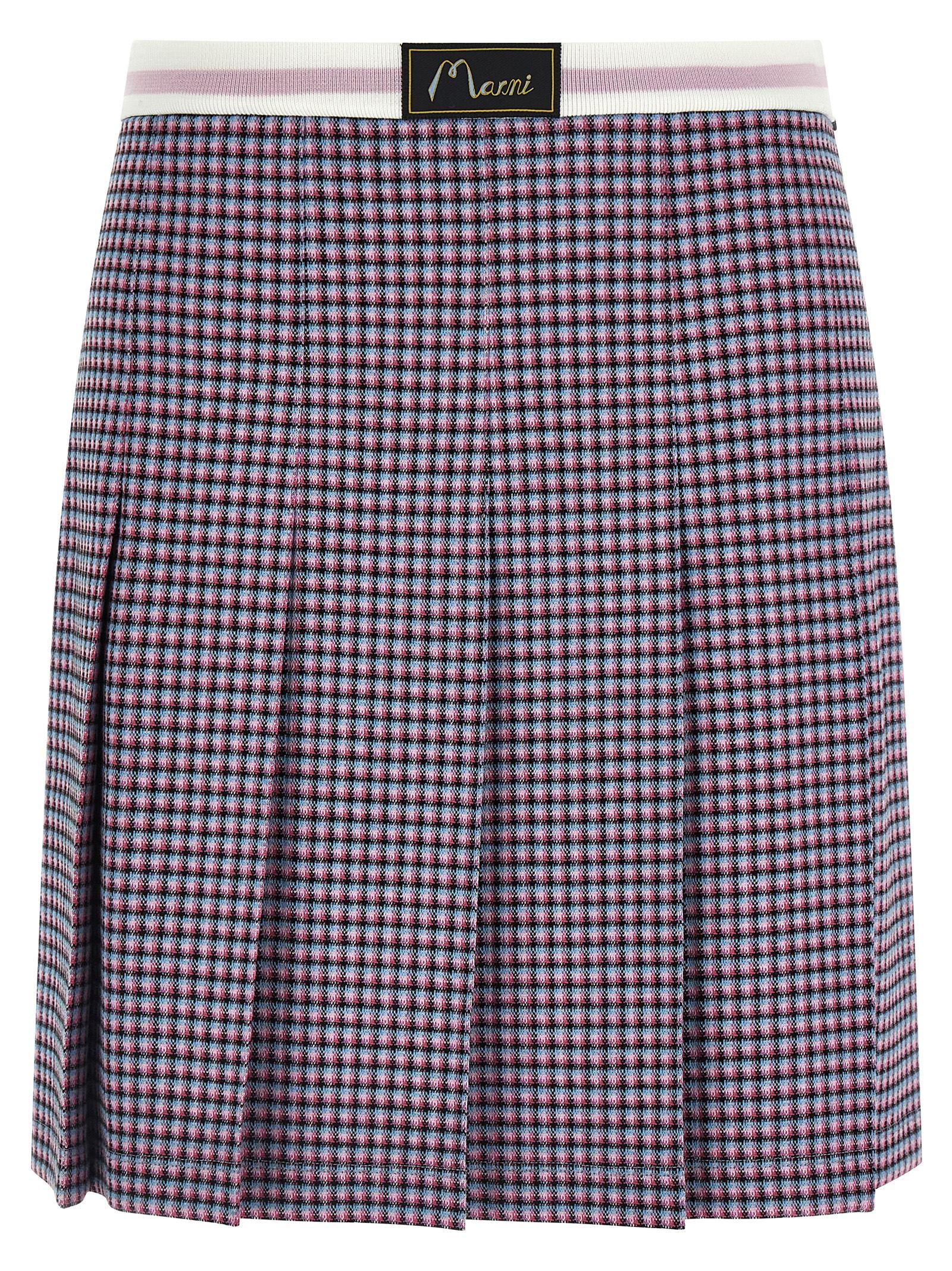 marni houndstooth skirt purple viscose polyamide elastane - women