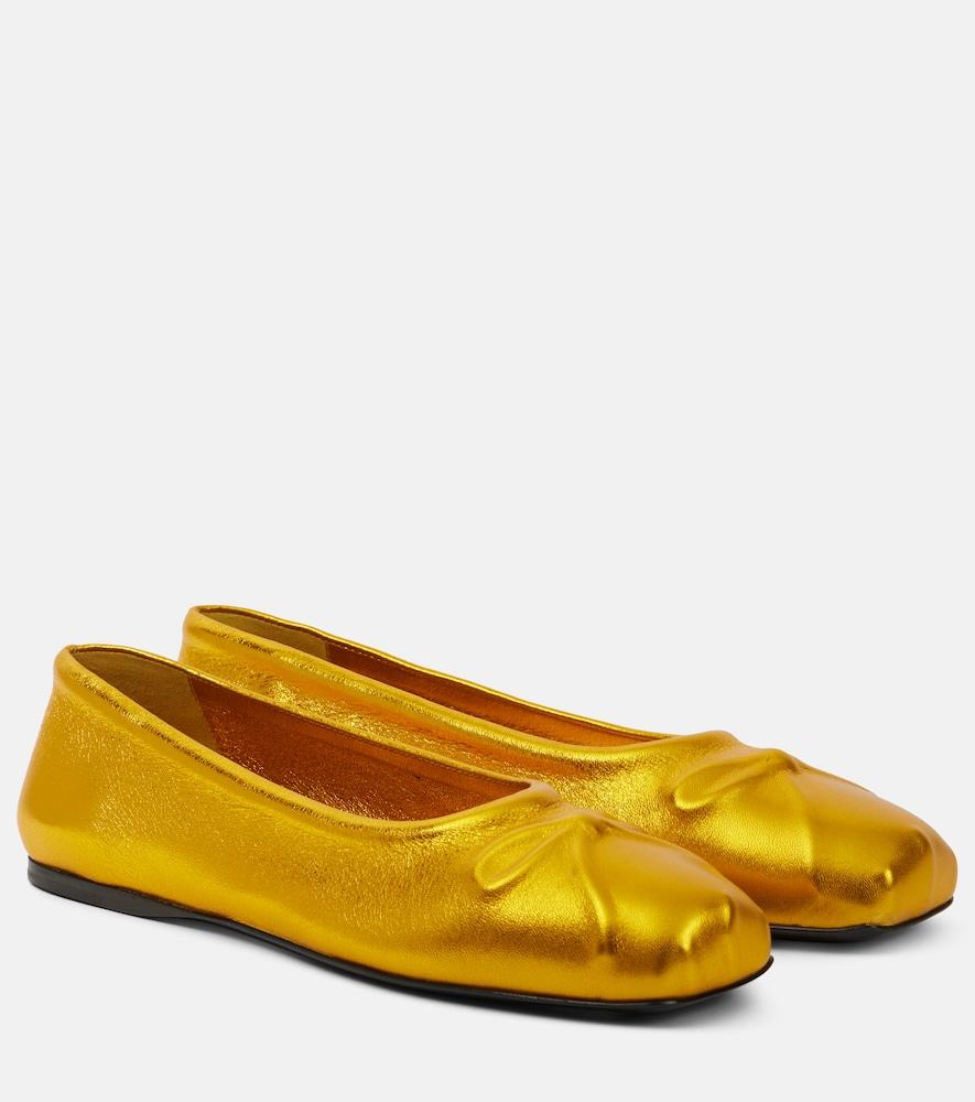 marni little bow leather ballet flats