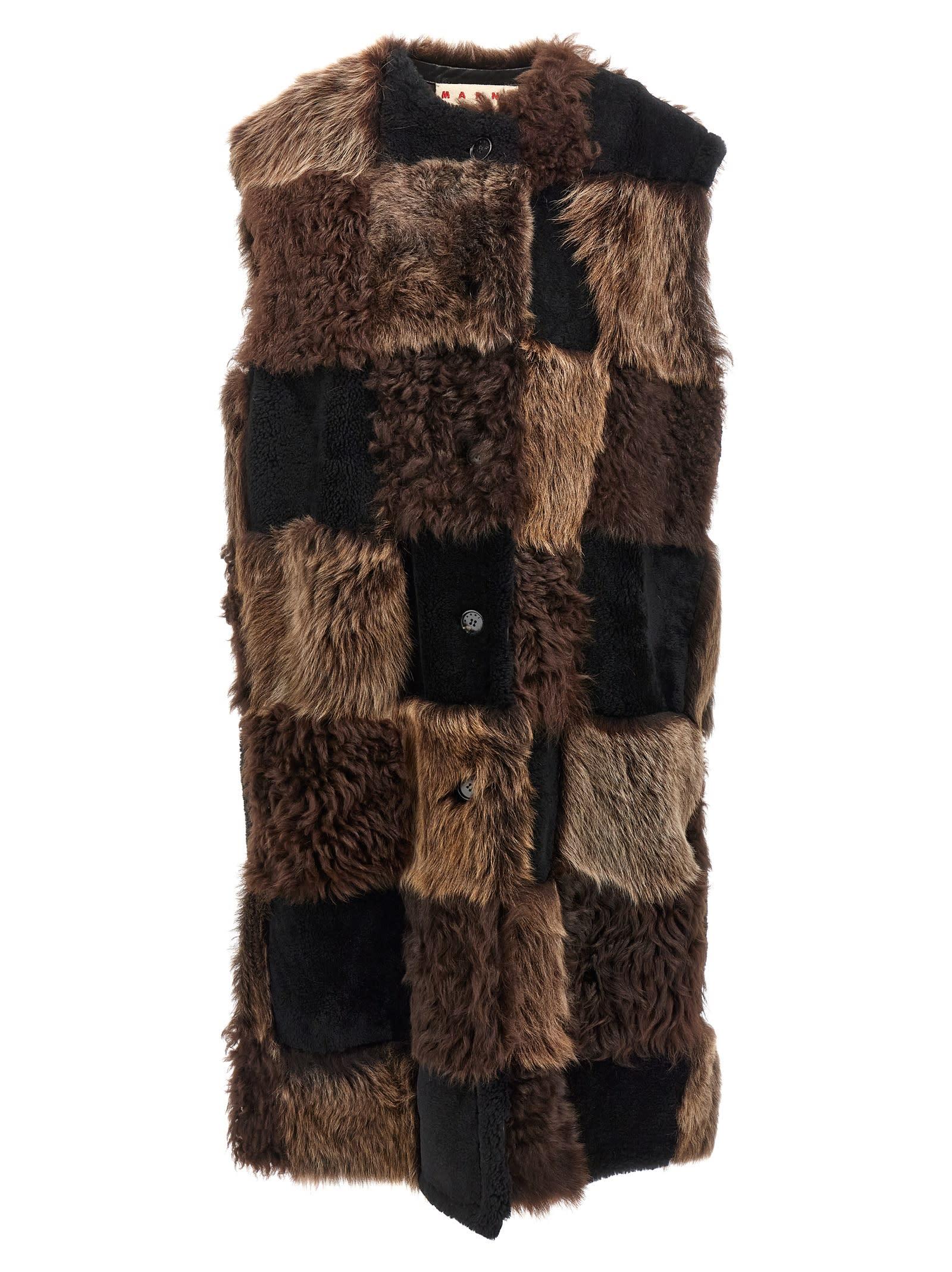 marni long shearling vest