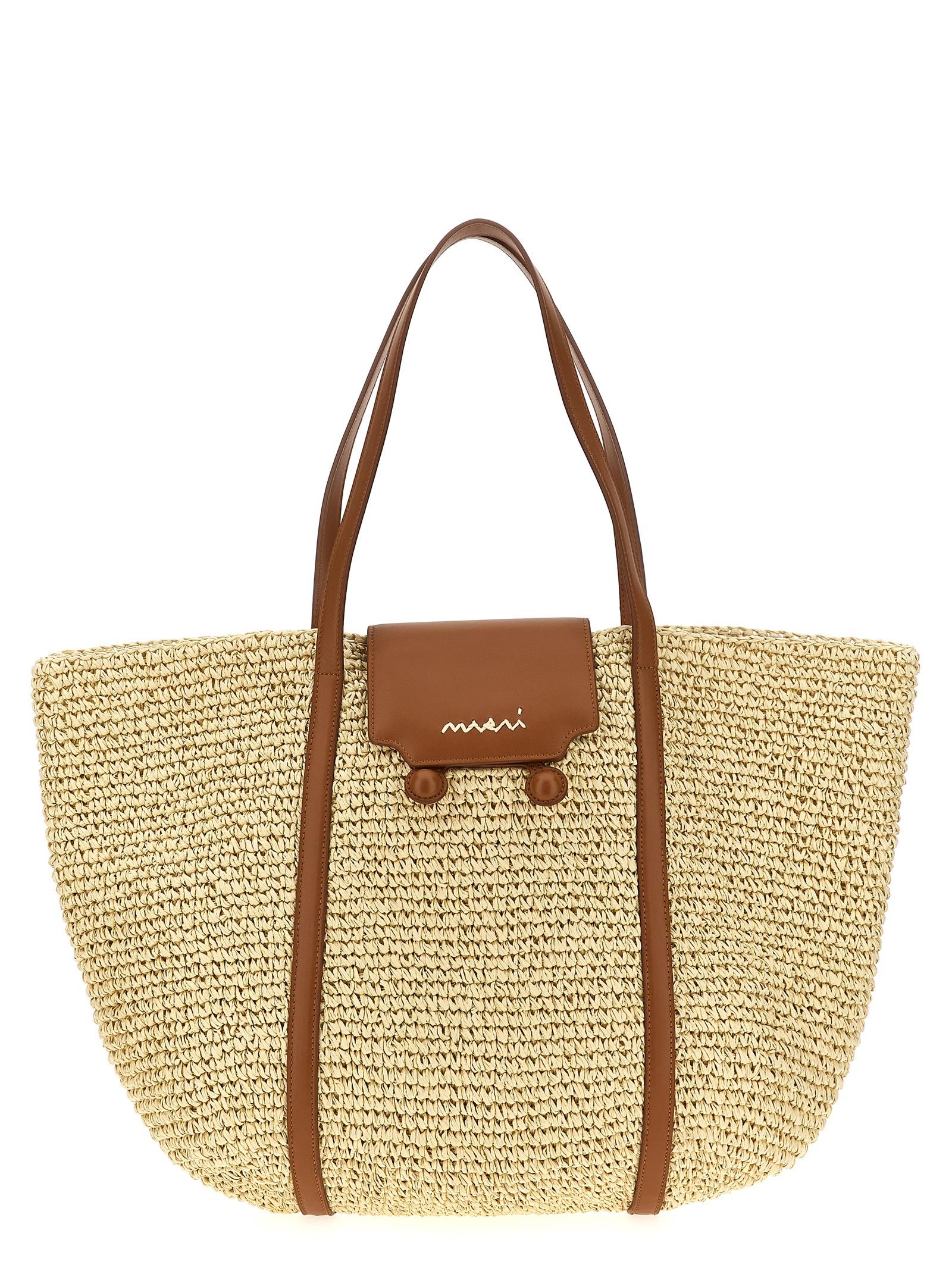 marni medium trunkaroo shopping bag beige paper tote - women