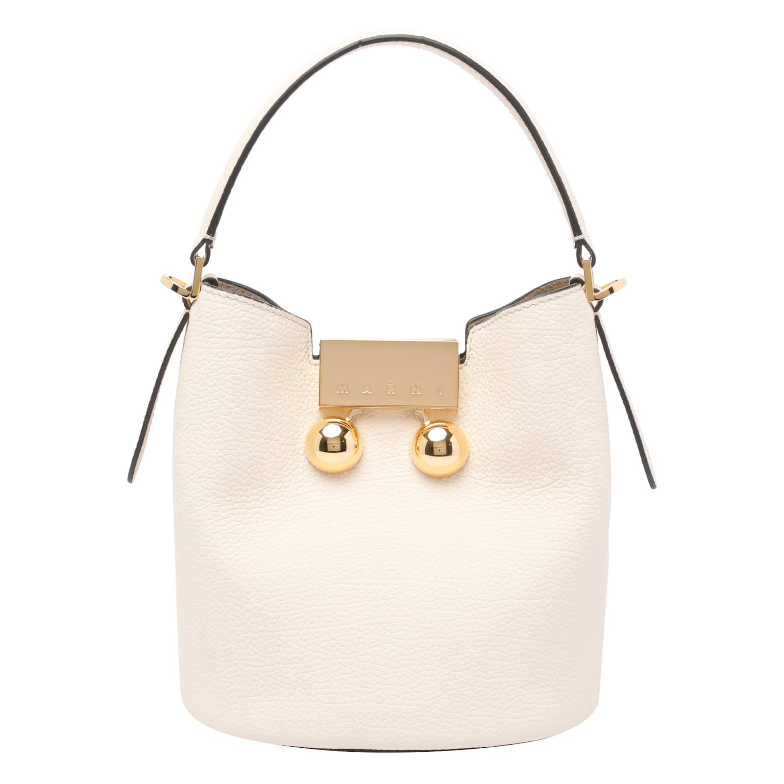 marni medium trunkaroo white leather shoulder bag