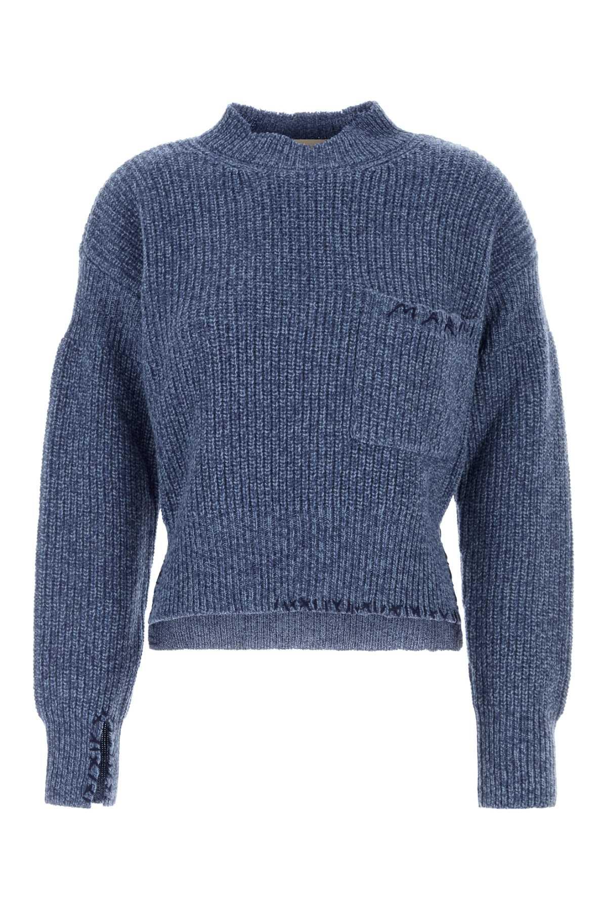 marni melange blue wool sweater