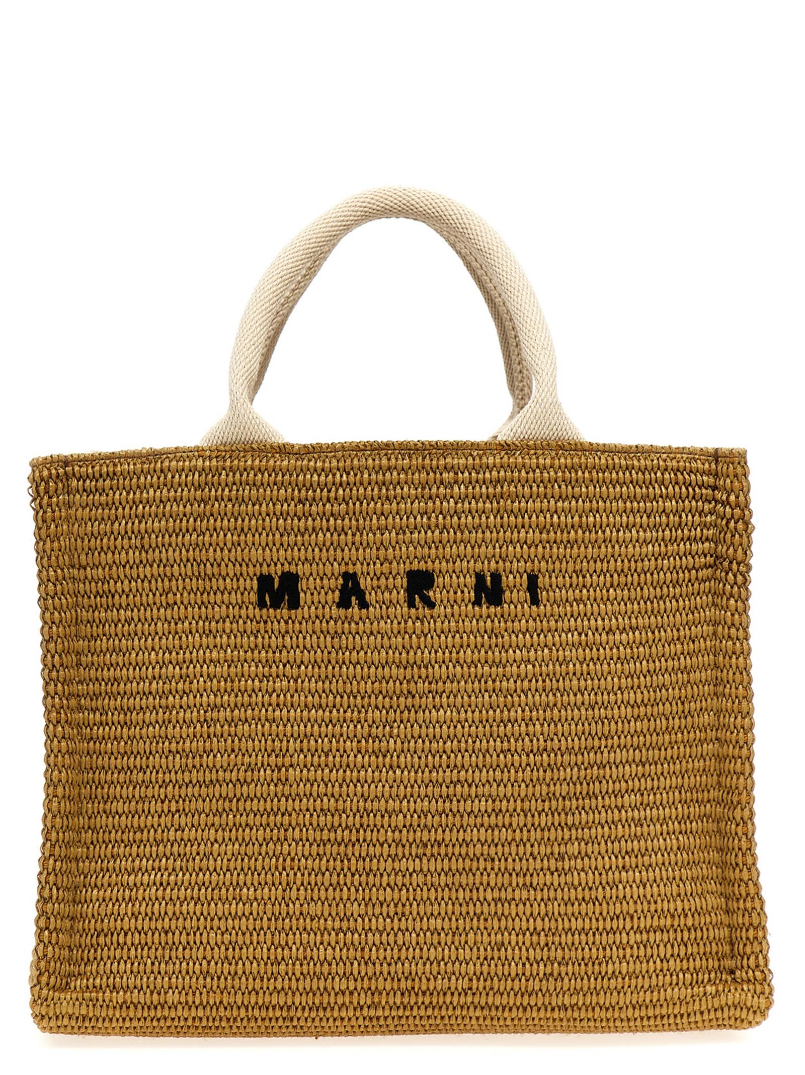 marni mini tote shopping bag beige cotton polyamide - women