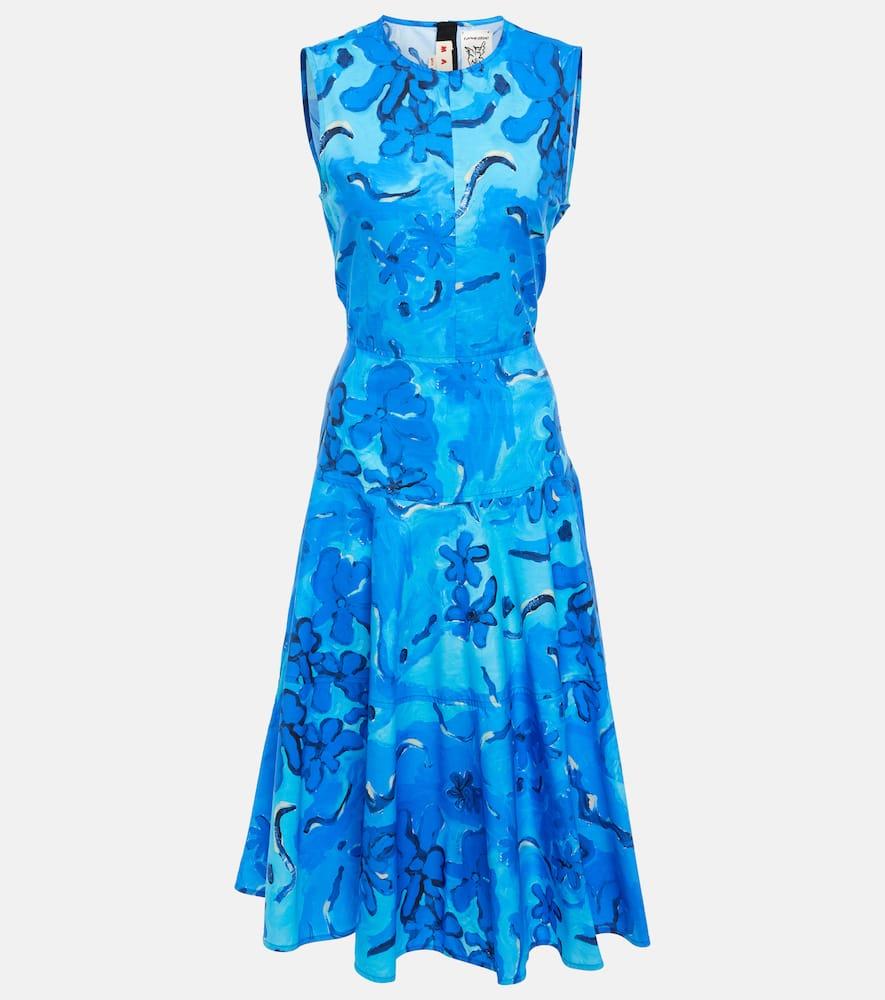 marni printed cotton midi dress