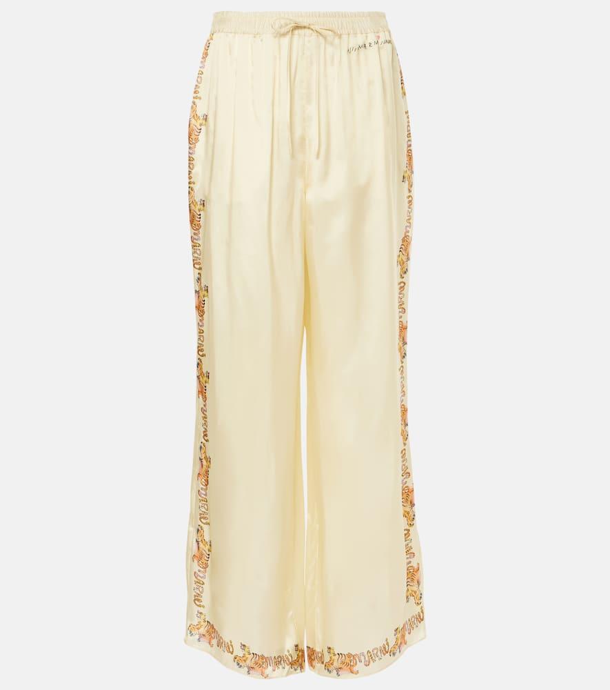 marni printed satin straight pants