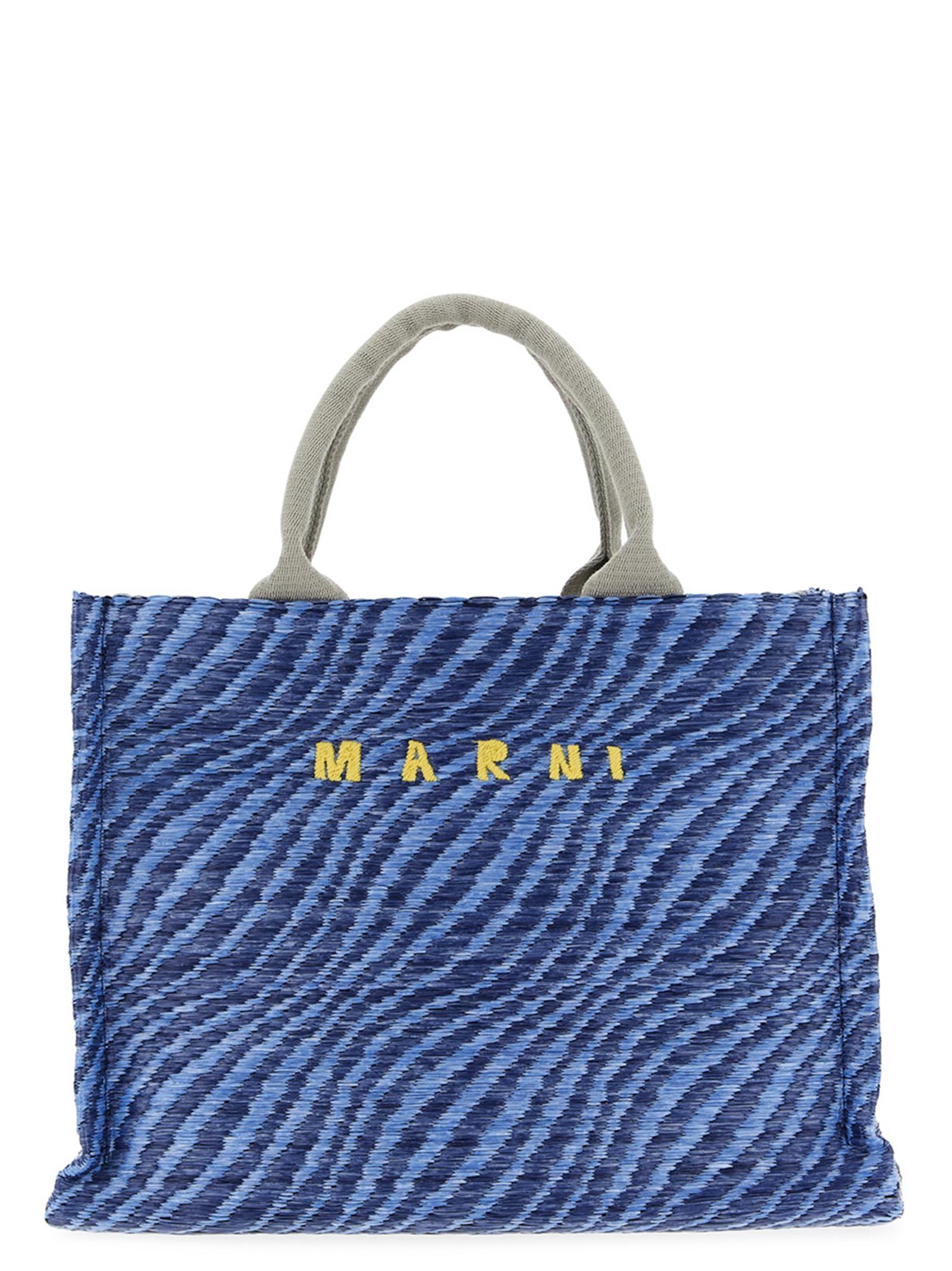 marni raffia handbag blue polyamide hand bags - women