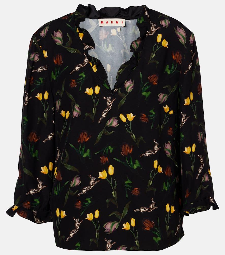 marni ruffled floral top