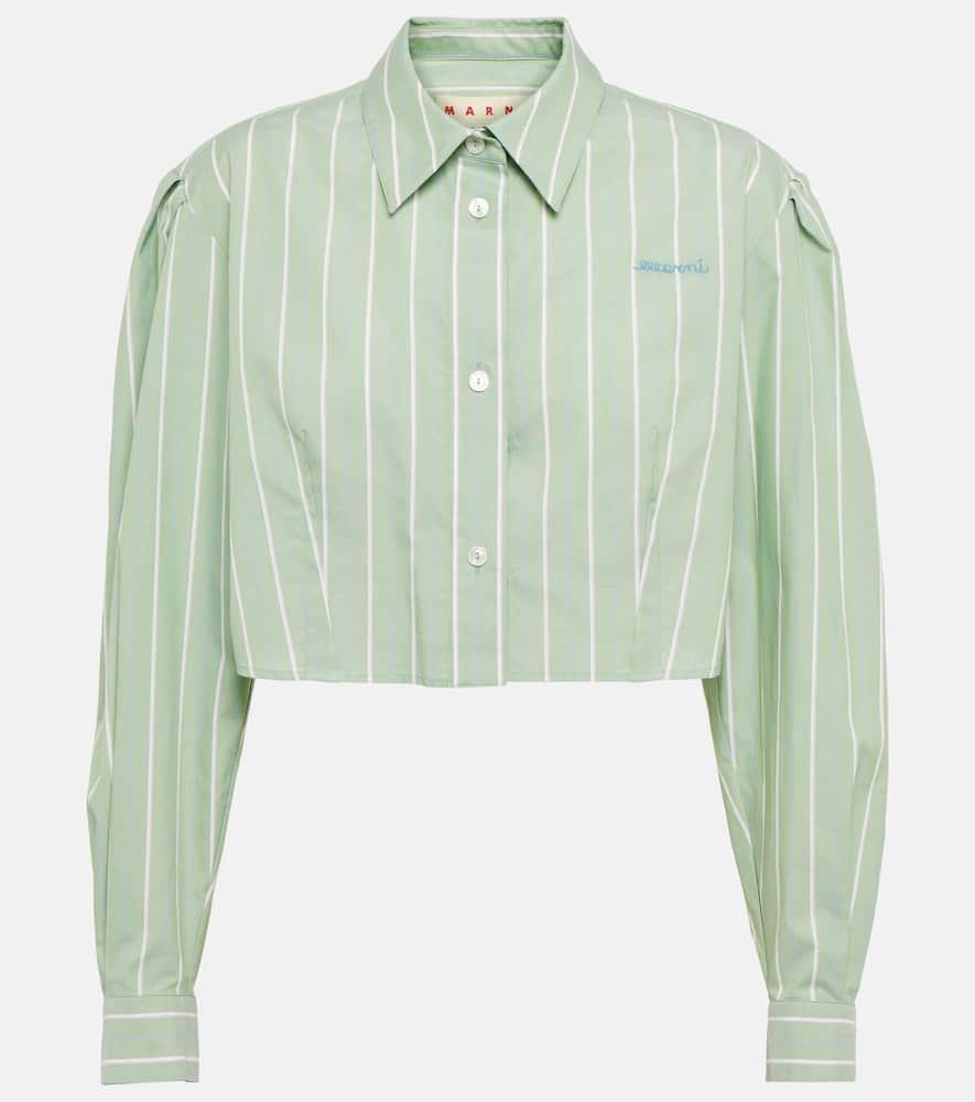 marni striped cropped cotton shirt