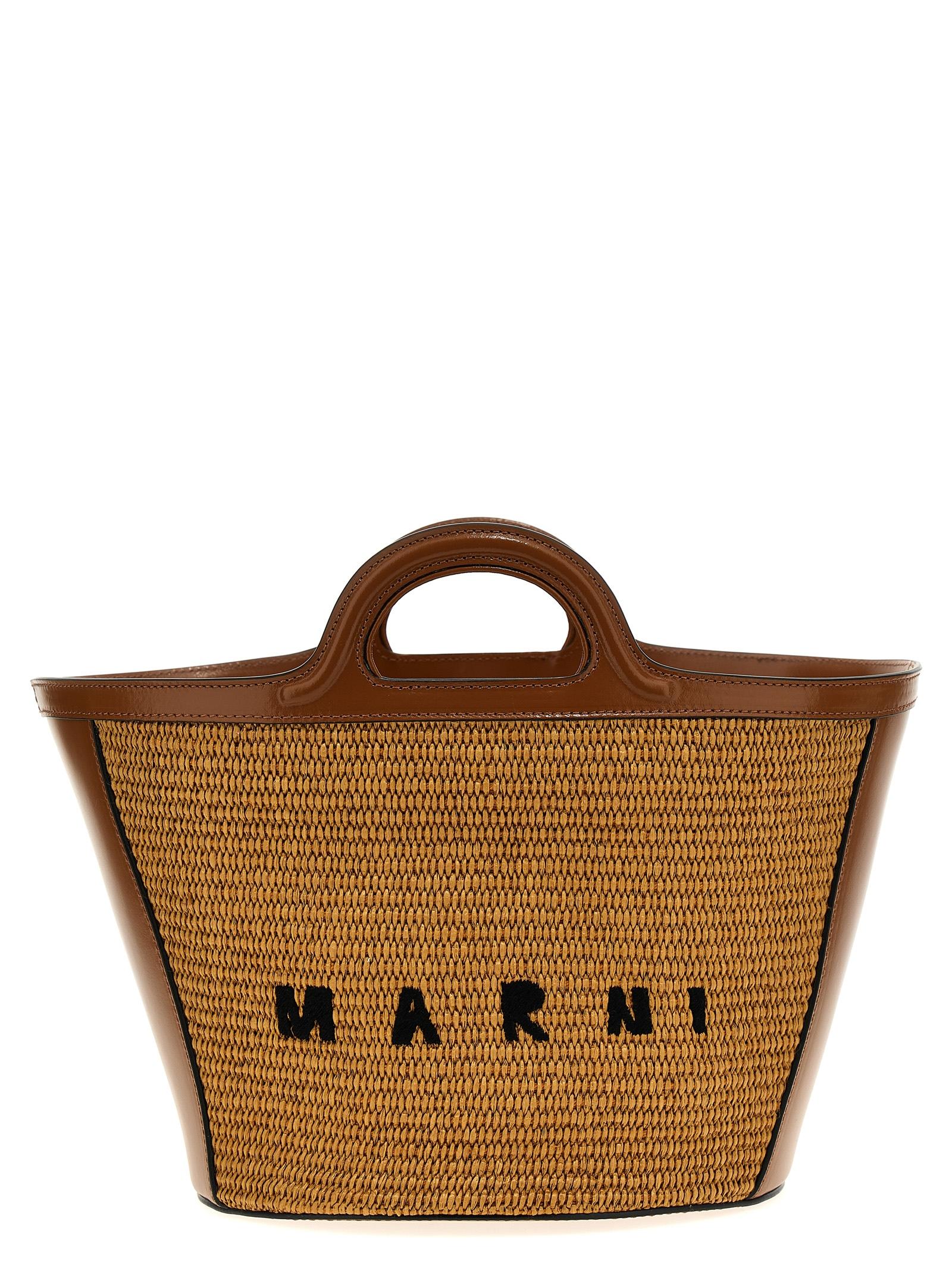 marni tropicalia small handbag brown cotton hand bags - women