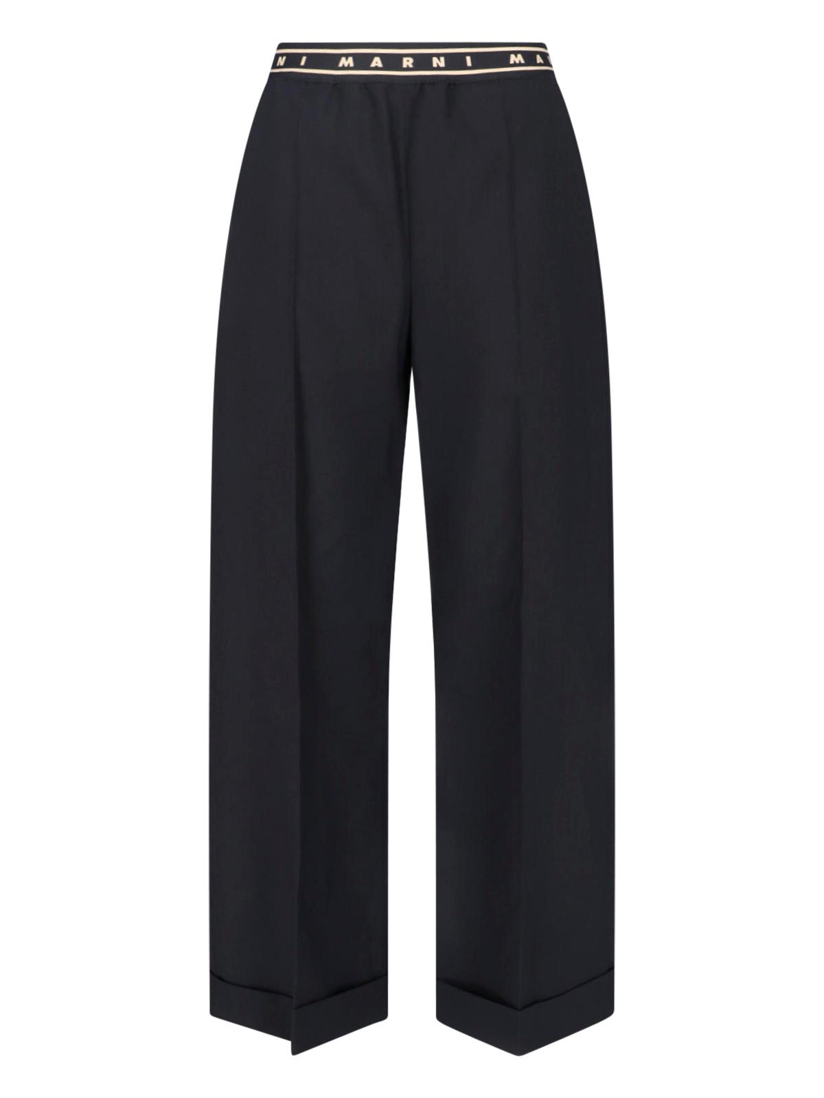 marni trousers black virgin wool woven - women