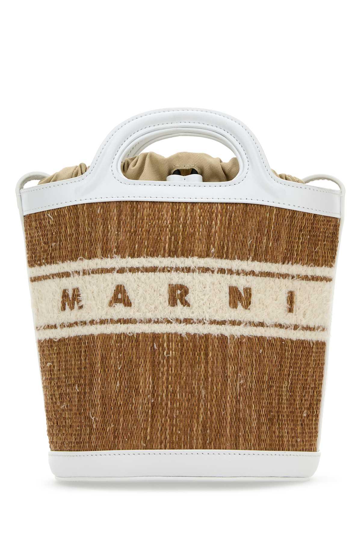 marni two-tone raffia and leather tropicalia bucket bag