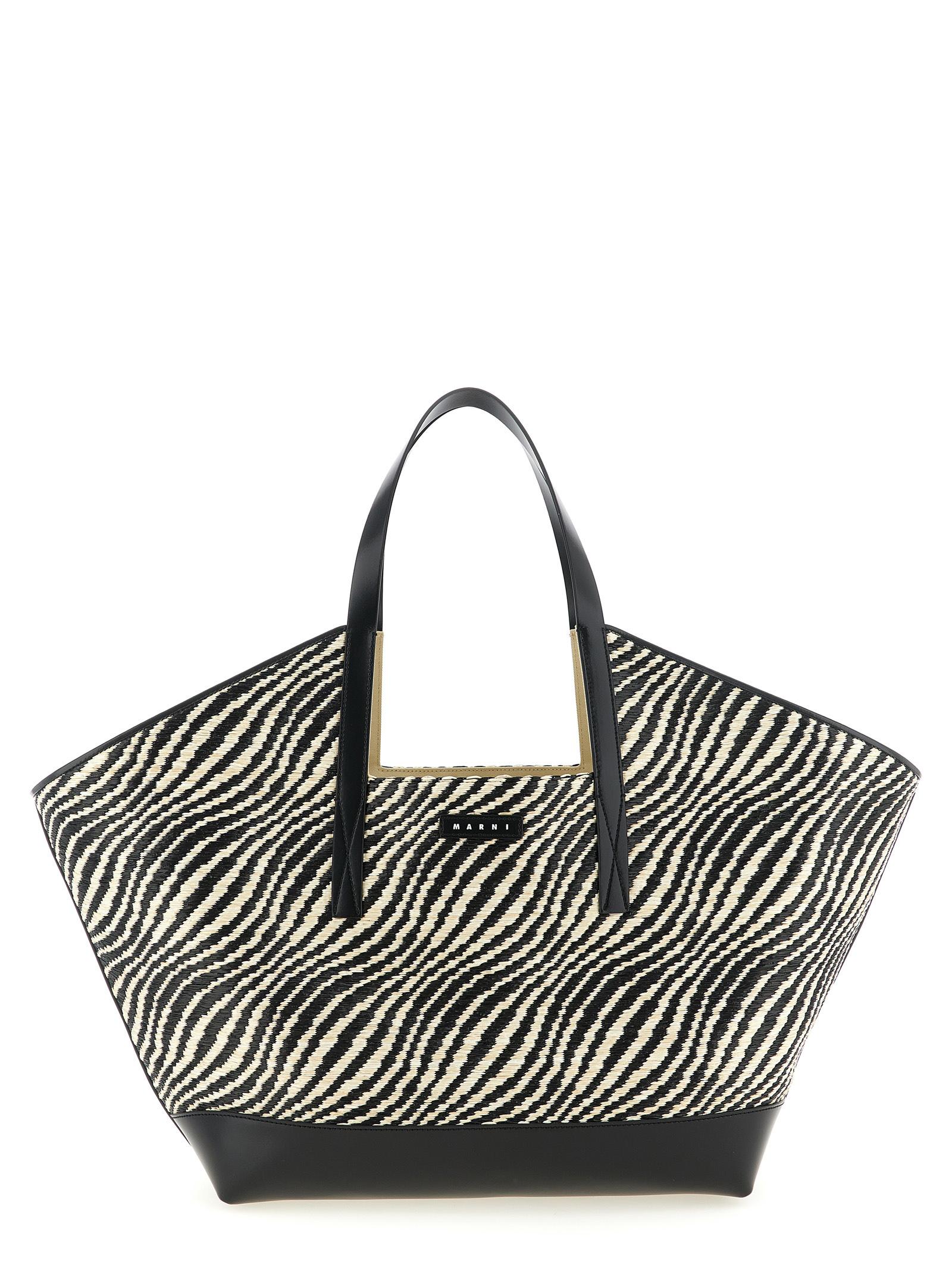 marni waves shopping bag black polyamide tote - women