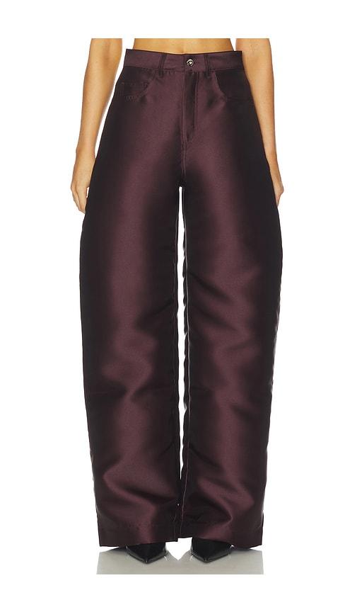 marques ' almeida heavy satin boyfriend trouser in burgundy.