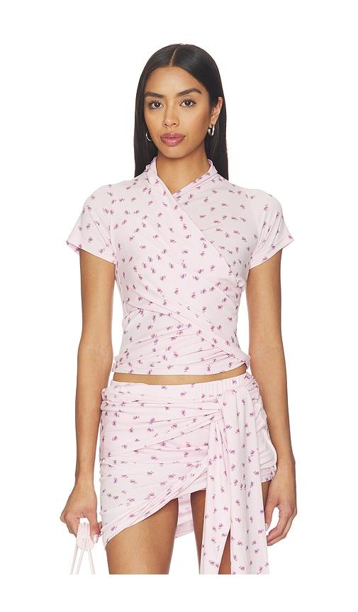 marrknull asymmetrical ruffle t-shirt in pink.
