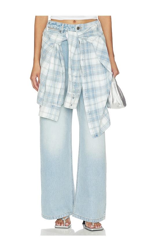 marrknull lace-up denim jean in blue.