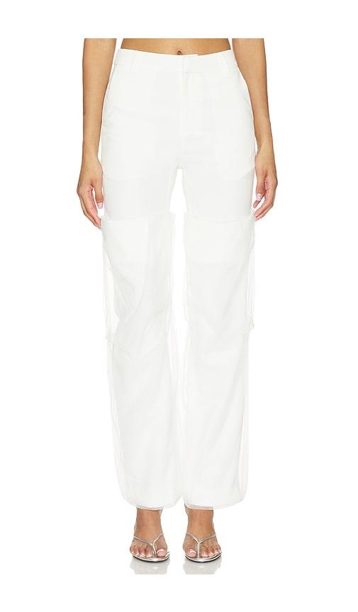 marrknull mesh panel long pant in white.