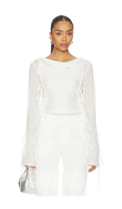 marrknull patchwork chiffon top in white.