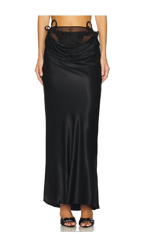 marrknull vine flowers long skirt in black.