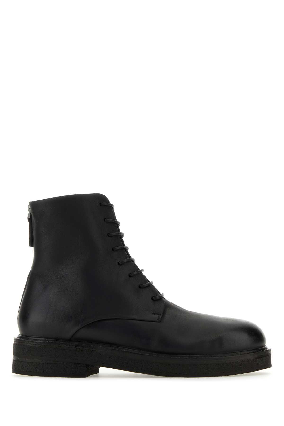 marsell black leather ankle boots