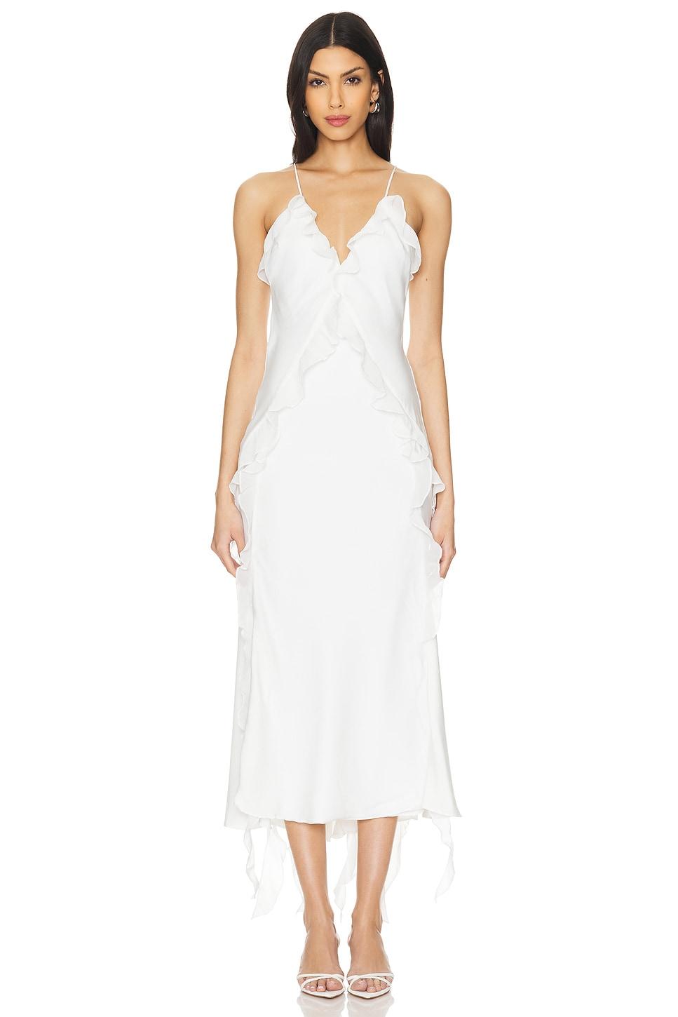 marsella ruffle midi dress
