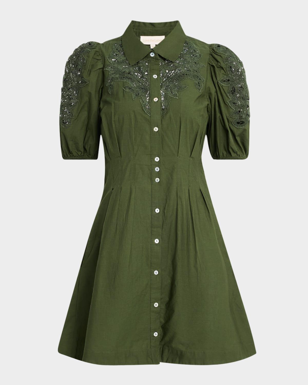 marta embroidered mini shirtdress