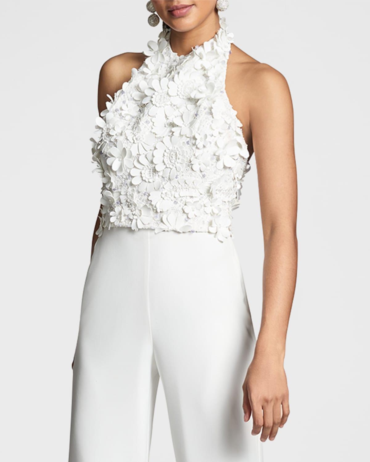 marta floral applique halter top