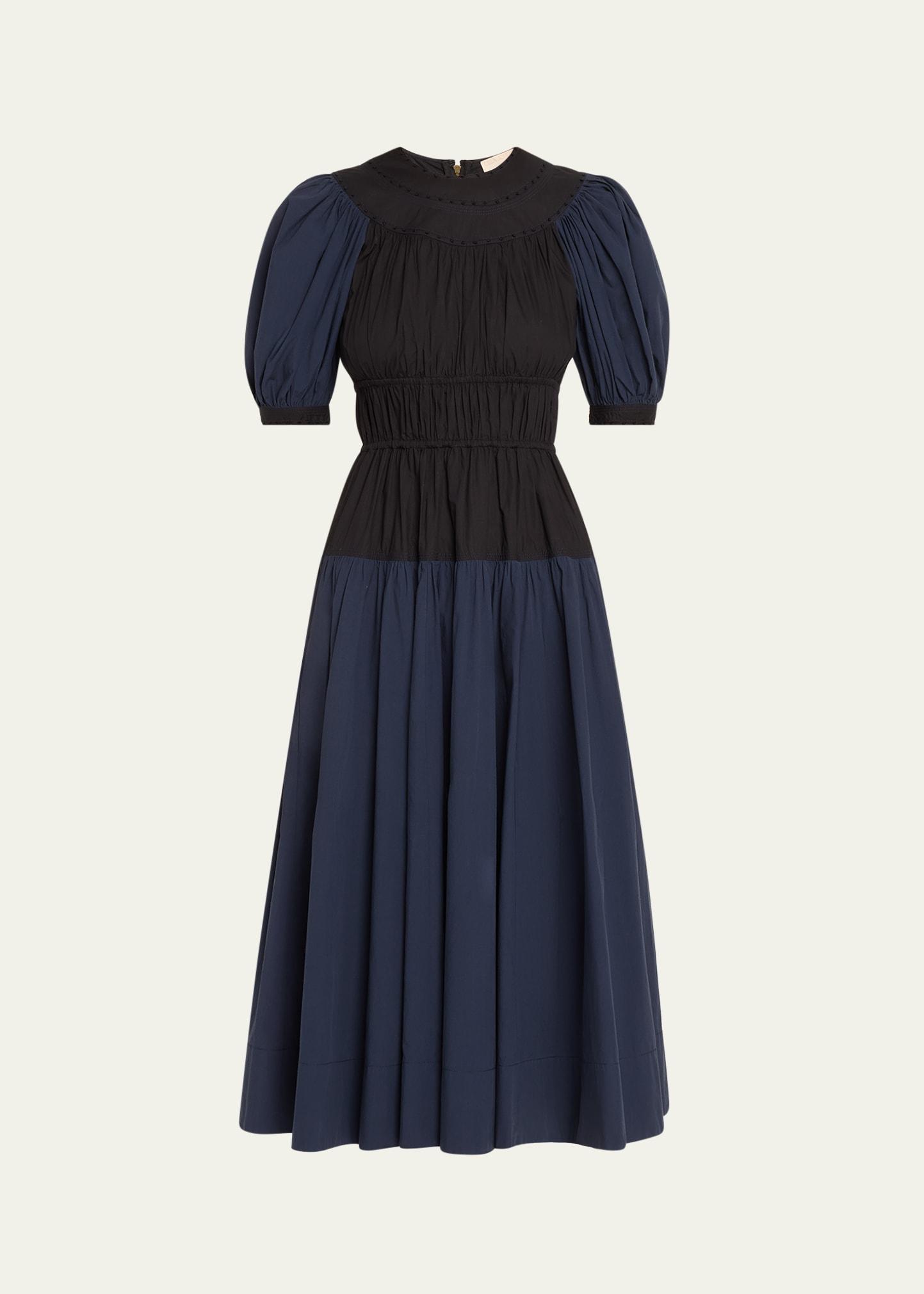 marte shirred midi dress