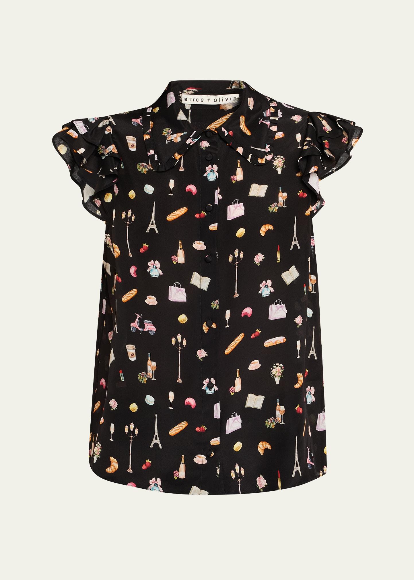 martel flutter-sleeve blouse