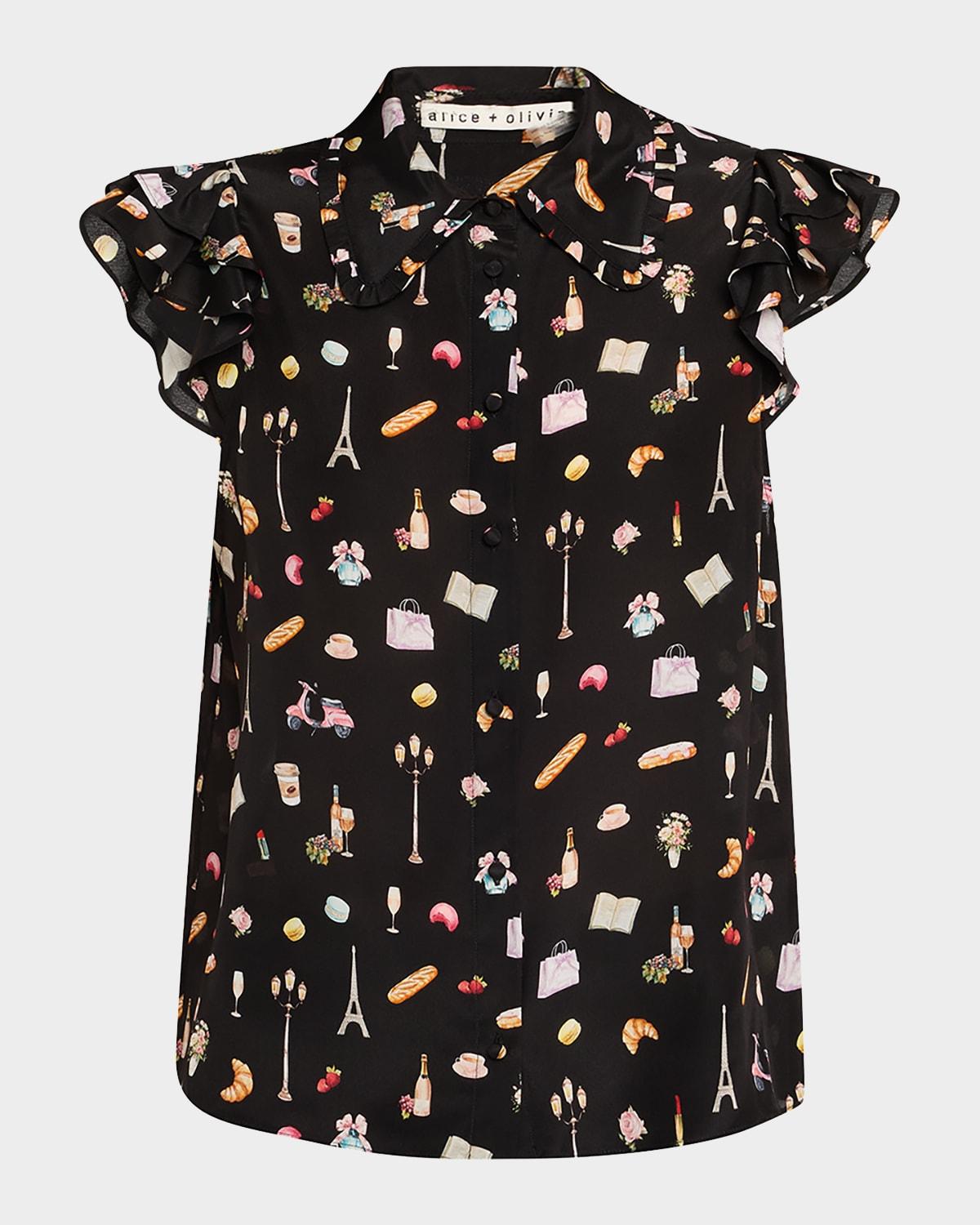 martel flutter-sleeve blouse