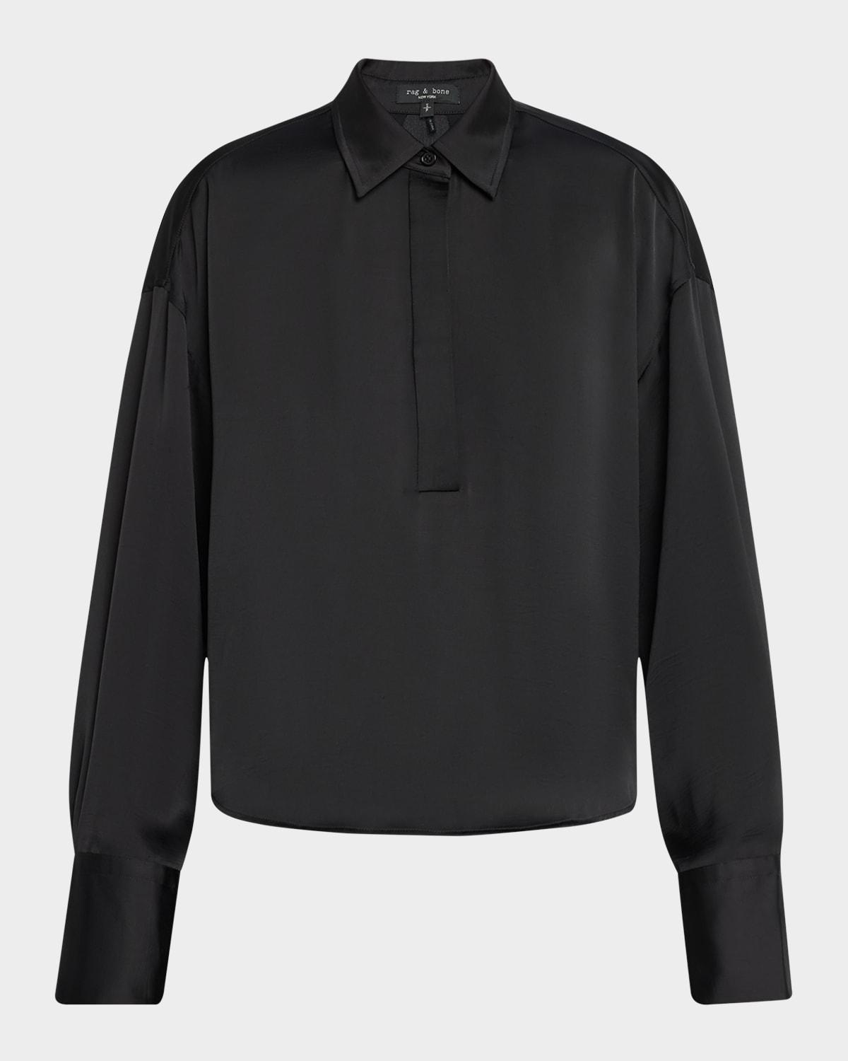 martha long-sleeve satin popover shirt