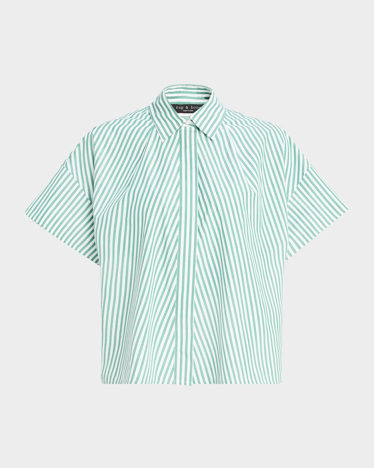 martha short-sleeve stripe poplin shirt