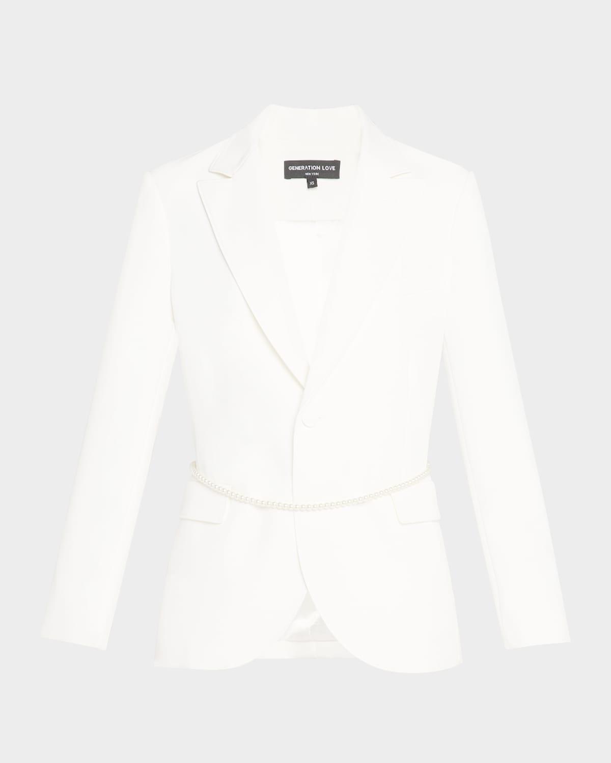 martina belted crepe blazer