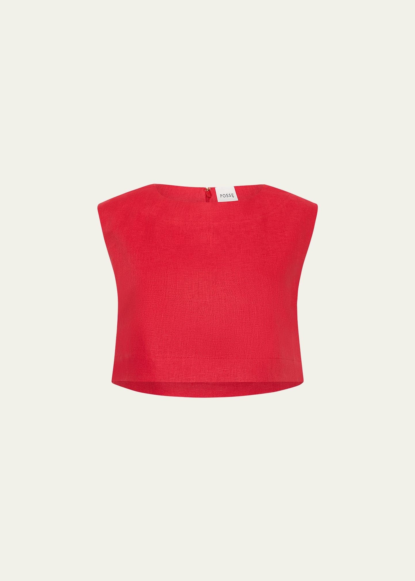 martina linen crop top
