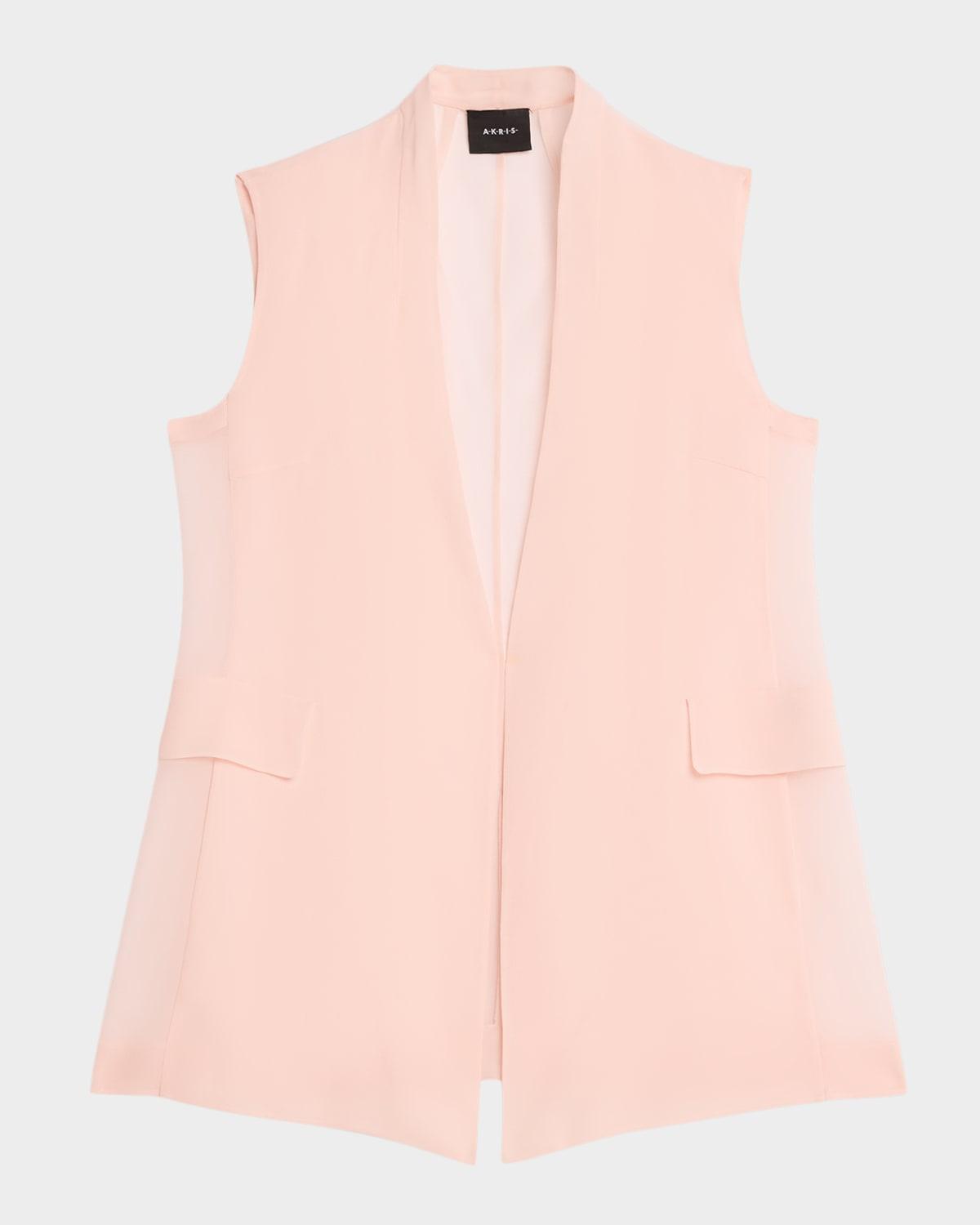 martina v-neck panama silk organza vest